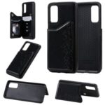 Imprint Six Cats PU Leather Coated TPU Mobile Case with Card Holder for Samsung Galaxy S20 – Black