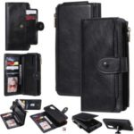 Retro Leather Zip with Stand Wallet Case for Samsung Galaxy S20 – Black