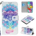 Light Spot Decor Patterned Leather Wallet Stand Case for Samsung Galaxy A51 – Abstract Animal