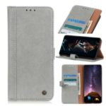 Rhino Grain Leather Wallet Magnetic Phone Casing for Samsung Galaxy A71 – Grey