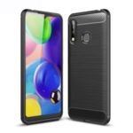 Carbon Fiber Brushed TPU Cell Phone Shell for Samsung Galaxy A70e – Black