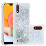 Liquid Glitter Powder Quicksand Anti-drop TPU Case for Samsung Galaxy A01 – Silver Love Hearts