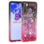 Diamond Decor Gradient Glitter Quicksand TPU Phone Protective Cover for Samsung Galaxy A21 – Black/Red