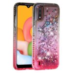 Diamond Decor Gradient Glitter Quicksand TPU Phone Protective Shell for Samsung Galaxy A01 – Black/Red