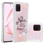 Patterned TPU Cover Glitter Powder Quicksand Shockproof Phone Shell for Samsung Galaxy A81/Note 10 Lite/M60S – Never Stop Dreaming