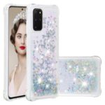 Dynamic Glitter Powder Heart Shaped Sequins TPU Shockproof Case for Samsung Galaxy S20 Plus – Silver