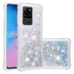 Dynamic Glitter Powder Heart Shaped Sequins TPU Shockproof Shell for Samsung Galaxy S20 Ultra – Silver