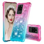Gradient Glitter Powder Quicksand TPU Case for Samsung Galaxy S20 Ultra – Rose / Baby Blue