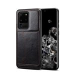 Crazy Horse Leather Coated TPU PC Hybrid Case with Card Holder for Samsung Galaxy S20 Ultra – Black