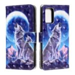 Pattern Printing Light Spot Decor Leather Wallet Phone Shell for Samsung Galaxy S20 Plus – Wolf and Moon