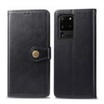 Solid Color Wallet Stand Leather Cover Case for Samsung Galaxy S20 Ultra – Black