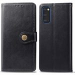 Solid Color Stand Wallet Magnetic clasp Leather Case for Samsung Galaxy S20 – Black