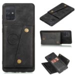 Kickstand Card Holder PU Leather Coated TPU Case [Built-in Vehicle Magnetic Sheet] for Samsung Galaxy A81/Note 10 Lite – Black