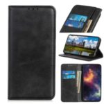 Auto-absorbed Split Leather Wallet Case with Stand Shell for Samsung Galaxy A70e – Black