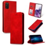 Business Style Card Slots PU Leather Stand Phone Casing for Samsung Galaxy S20 – Red