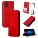 Business Style PU Leather Card Slots Stand Phone Case for Samsung Galaxy S20 Plus – Red