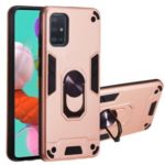 Magnetic Ring Bracket Hybrid PC + TPU Armor Protection Case for Samsung Galaxy A51 – Rose Gold