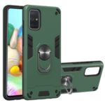 Finger Ring Kickstand Phone Case for Samsung Galaxy A71 Hard Armor Back Cover (PC+TPU) – Green