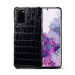 Crocodile Texture Genuine Leather Coated Plastic Shell for Samsung Galaxy S20 – Black