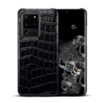 Crocodile Texture Genuine Leather Coated Plastic Phone Case for Samsung Galaxy S20 Ultra – Black