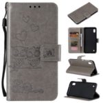 Imprint Owls Pattern Wallet Stand Leather Case Protective Cover for Samsung Galaxy A01 – Grey