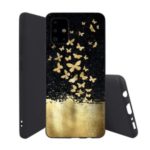 Pattern Printing Matte Soft TPU Protective Case for Samsung Galaxy A71 – Gold Butterflies