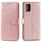 Imprint Flower Leather Wallet Phone Cover for Samsung Galaxy A81/Note 10 Lite – Rose Gold