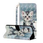 Light Spot Decor Patterned Leather Cover Wallet Phone Case for Samsung Galaxy S20 Ultra – Cat
