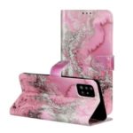 Pattern Printing PU Leather Wallet Stand Cell Phone Shell for Samsung Galaxy A51 – Rose Marble