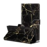 Pattern Printing Leather Wallet Phone Cover for Samsung Galaxy S20 Plus – Black Marble Grain