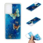Glitter Sequins Inlaid Pattern Painting Soft TPU Case for Samsung Galaxy S20 Plus – Blue Butterflies