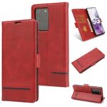 [Business Style] Splicing Leather Magnetic Phone Casing for Samsung Galaxy S20 Ultra – Red