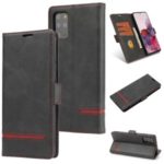 [Business Style] Splicing Leather Wallet Case Shell for Samsung Galaxy S20 Plus – Black