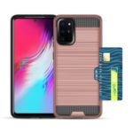 With Card Slot Brushed PC + TPU Covering for Samsung Galaxy S20 Plus – Rose Gold