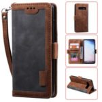 Vintage Splicing Style Wallet Stand Leather Phone Shell for Samsung Galaxy S10 – Grey