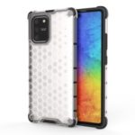 Honeycomb Pattern Shock-proof TPU + PC Hybrid Back Case for Samsung Galaxy A91/S10 Lite – White
