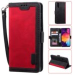 Vintage Splicing Style Wallet Stand Leather Flip Phone Cover for Samsung Galaxy A70  – Red