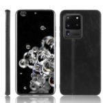 PU Leather Coated PC + TPU Combo Shell Phone Case for Samsung Galaxy S20 Ultra/S20 Ultra 5G – Black