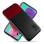 KSQ Dual-color Splicing PU Leather Coated PC Back Case for Samsung Galaxy A51 – Black/Wine Red