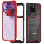 Stylish TPU Bumper + PC Frame + Acrylic Back Hybrid Cover Shell for Samsung Galaxy S20 Ultra – Red