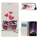 Pattern Printing Leather Wallet Stand Phone Case for Samsung Galaxy A11 – Owl and Heart