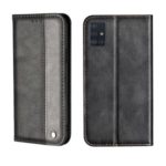 Business Splicing Card Holder Auto-absorbed Leather Case for Samsung Galaxy A71 – Black