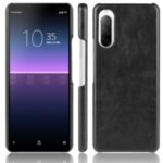 Litchi Skin Leather Coated Hard PC Case Protective Cover for Sony Xperia 10 II – Black