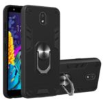 Detachable 2-in-1 Plastic + TPU Hybrid Phone Case with Rotating Kickstand for LG K30 (2019) – Black