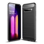 Carbon Fibre Brushed TPU Back Case for LG V60 – Black