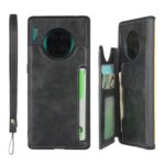 Leather Coated TPU Card Holder Case with Kickstand for Huawei Mate 30 Pro – Black
