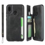 Leather Coated TPU Kickstand Case with Card Slots for Huawei P20 Lite (2018) / Nova 3e (China) – Black