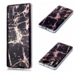 Marble Pattern Rose Gold Electroplating IMD TPU Phone Case for Huawei P30 Pro – Black