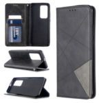 Geometric Pattern Stand Leather Card Holder Case for Huawei P40 Pro – Black
