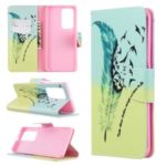 Pattern Printing Leather Wallet Case for Huawei P40 Pro – Feather Pattern